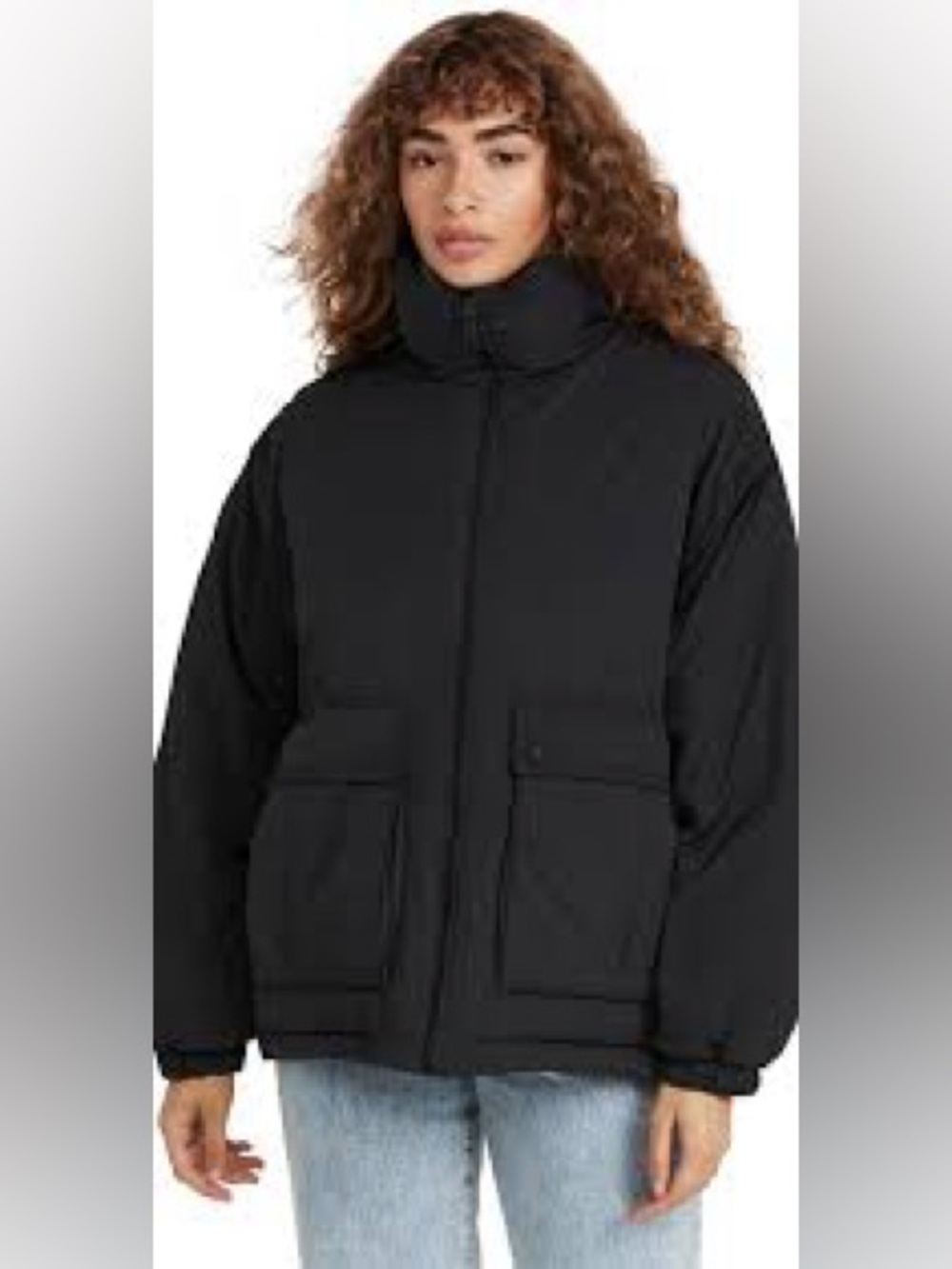 Free People We the Free Black Duvet Puffer Bomber Jacket Size Medium